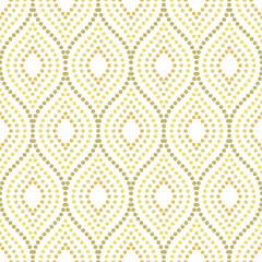 Seamless ornament. Modern wavy background. Geometric modern golden dotted pattern