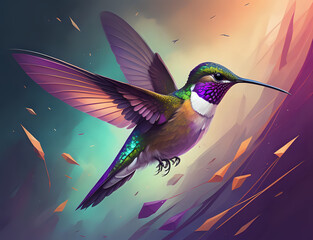 Fototapeta premium fliegender lila Kolibri 
