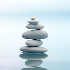 Fototapeta na wymiar Feng Shui Harmony: Stacked Stones and Flowing Water - Elemental Tranquility