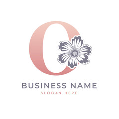 O Letter Logo with Flower. Floral O Logo Feminine Luxury Logo Design