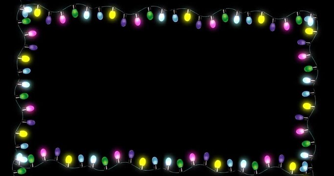 Christmas lights on a black background overlay