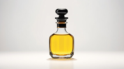 Elegant transparent bottle of yellow perfume