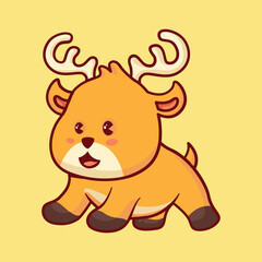 Cute deer animal smile cartoon icon vector illustration
