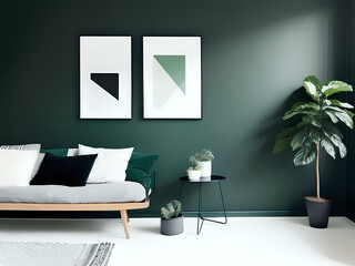 Bilder an grüner Wand