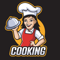 Women Chef Mascot Logo Illustration