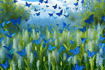 Obraz na płótnie Canvas spring life unfolding amidst a verdant meadow.