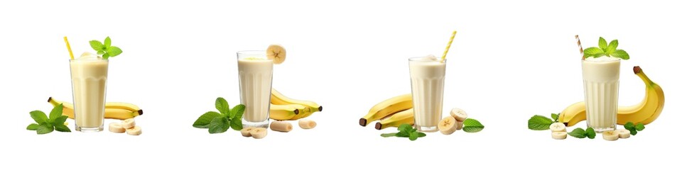 Sweet and fresh banana smoothie Transparent Background - Powered by Adobe