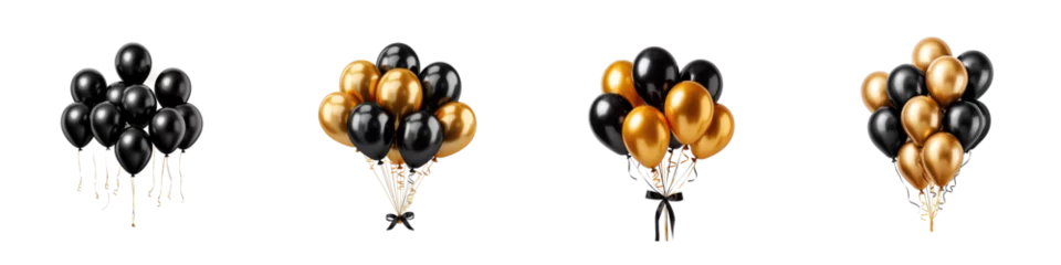 Poster gold and black gold balloons on black background Transparent Background © FIAZ