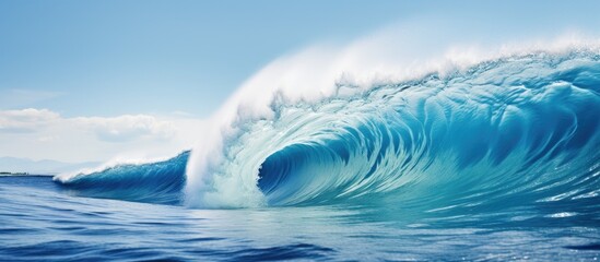 Ocean wave breaks in Maldivian waters.