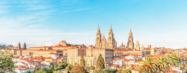 Panorama of Santiago de Comportela old town in Spain.