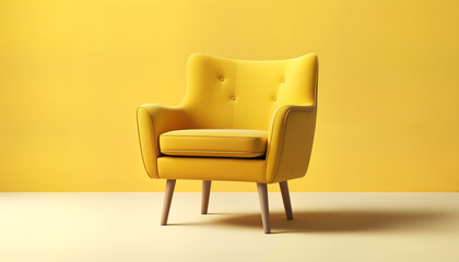 スタイリッシュな椅子。黄色、イエロー、家具