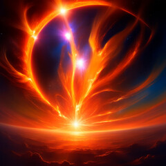 Beautiful Cosmic Fire Landscape