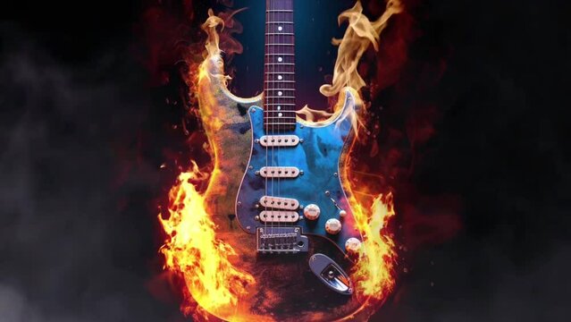 Blazing Electric Guitar: A Fiery Performance