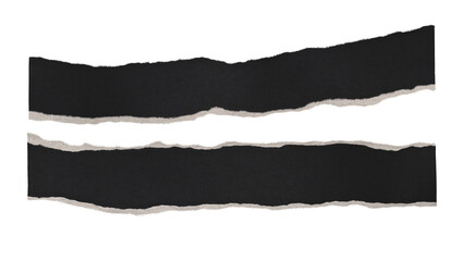 Set of torn and ripped paper stripes, lines with single edges from black paper in Y2K retro style,...