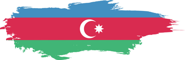 Azerbaijan flag on brush paint stroke.
