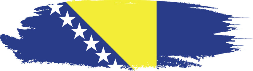 Bosnia and Herzegovina flag country on brush paint stroke.
