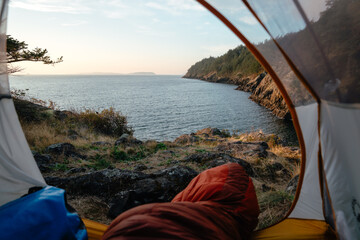 Camping on Lummi Island in San Juan Islands in Northwest Washington