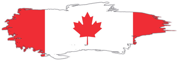 Canada flag on brush paint stroke.
