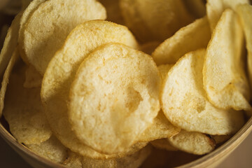 Close-up of potato chips or crisps 