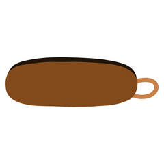 Minimal Brown Sausage-Shaped Pencil Box with Convenient Carrying Ring