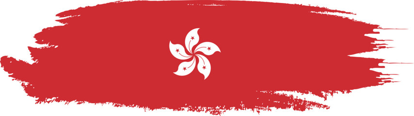 Hong Kong flag on brush paint stroke.
