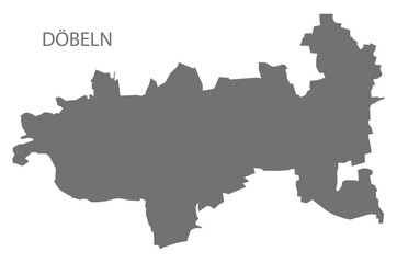 Döbeln German city map grey illustration silhouette shape