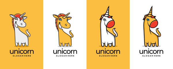 Two design concept for unicorn logo design inspiration