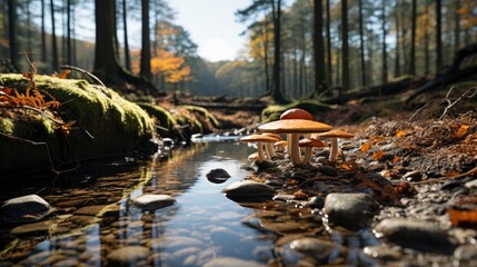 Stream Autumn Forest Sellective Focus, HD, Background Wallpaper, Desktop Wallpaper  - obrazy, fototapety, plakaty
