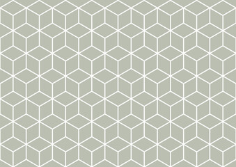 Isometric box pattern wallpaper. Background. Isometric shape. Print design. Graphic design. Vector pattern. Geometric pattern. Fabric. Decorative. Ornaments. Olive green and white colour tone. Form.