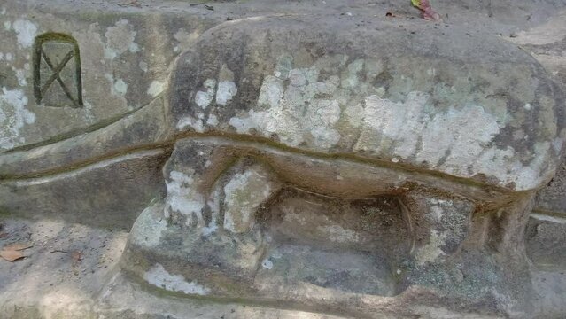 Tortoise, stag, niches carved into rock by hermit Alberto Gutierrez