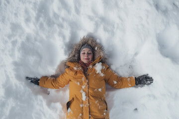 Girl smiling in the snow family christmas concept