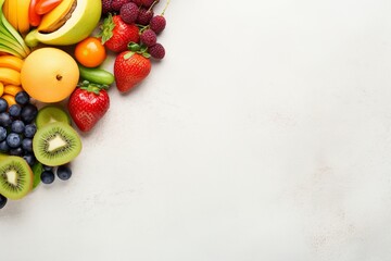 Healthy food with vegetable and fruit, copy space , generative ai