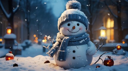 Jovial Snowman in Winter Wonderland