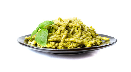 Trofie Al Pesto, Italian Pasta with Pesto Sauce, Traditional Genovese Troffie, Fusilli Pugliesi, Liguria Food