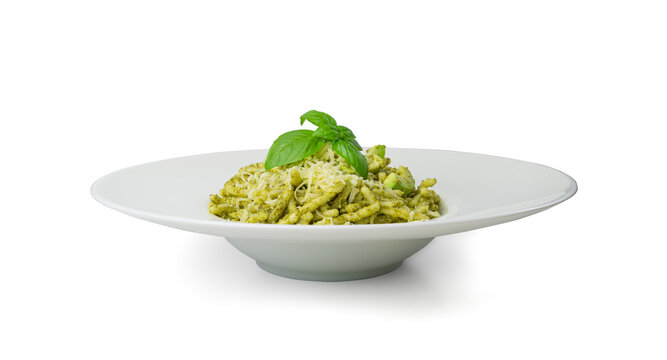 Trofie Al Pesto, Italian Pasta with Pesto Sauce, Traditional Genovese Troffie, Fusilli Pugliesi, Liguria Food