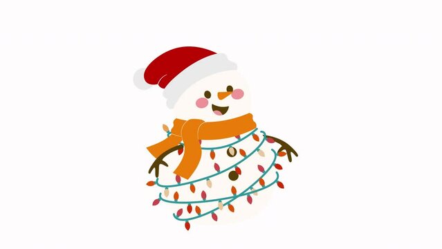 Cute Christmas Snowman Lamp Animation