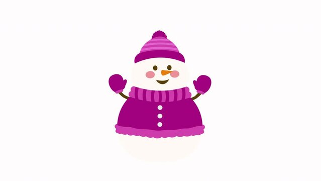 Cute Snowman Wearing A Pink Sweater Animation