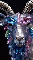 Zodiac sign Capricorn made of a sparkling shiny colorful crystals