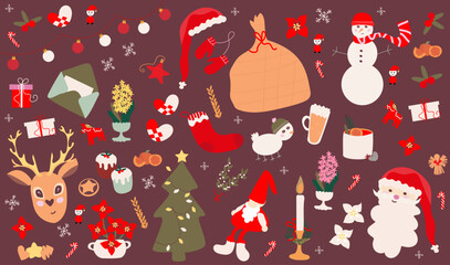 Set of Christmas elements