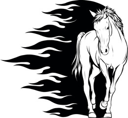 Vector illustration of horse in outline design