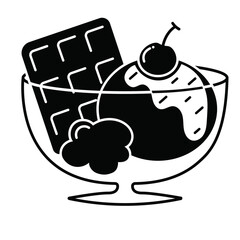 ice-cream gelato with cherry , ice-cream vector 