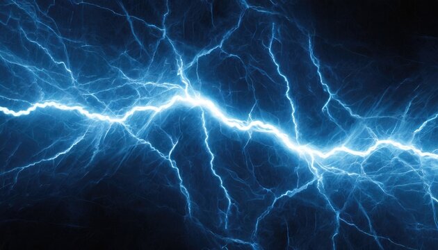 Blue lightning bolt, abstract plasma and energy background 