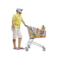 Cool guy doing grocery shopping