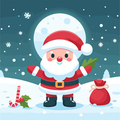 Santa Claus character snowy background vector illustrations