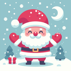 Santa Claus character snowy background vector illustrations
