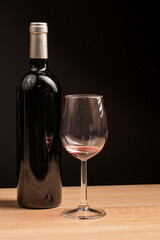 bottle and glass of red wine