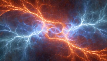 Obraz premium Fire and ice fractal lightning, plasma power backgroun