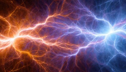 Naklejka premium Fire and ice fractal lightning, plasma power backgroun