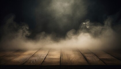 Smoke And Mist On Wooden Table - Abstract And Defocused Backdrop