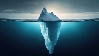 Tuinposter iceberg concept, underwater risk, dark hidden threat or danger concept © Marko